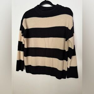 Striped Black and Cream Women's Sweater